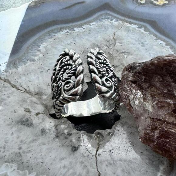 Carolyn Pollack Sterling Silver Decorated Engraved Adjustable Ring S 9 For Women - Picture 5 of 10